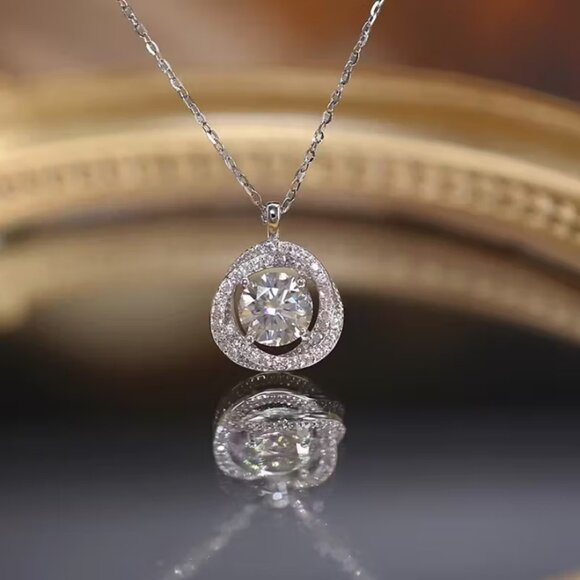 925 Sterling Silver Womens Round 2ct Diamond Pendant Necklace Ladies New Jewelry - Picture 3 of 8